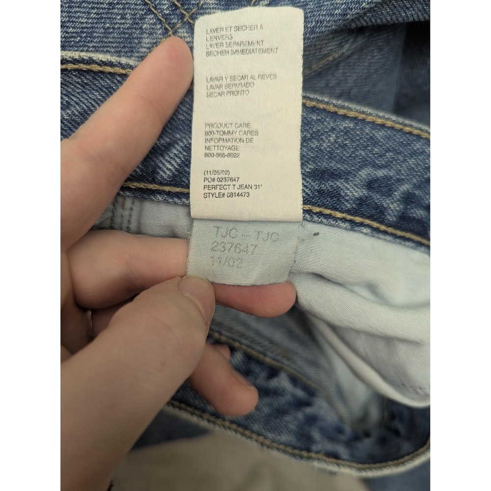 Vintage Tommy Hilfiger Jeans Juniors 5 Blue High‎ Rise Straight 100% Cotton Y2K - Picture 7 of 14